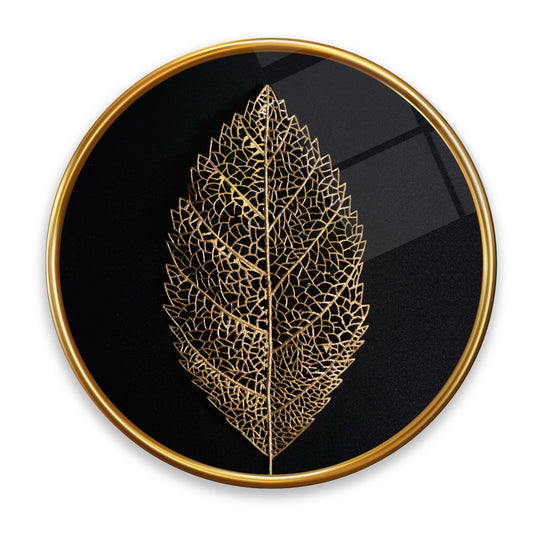 Golden Leaf Glass Wall Art
