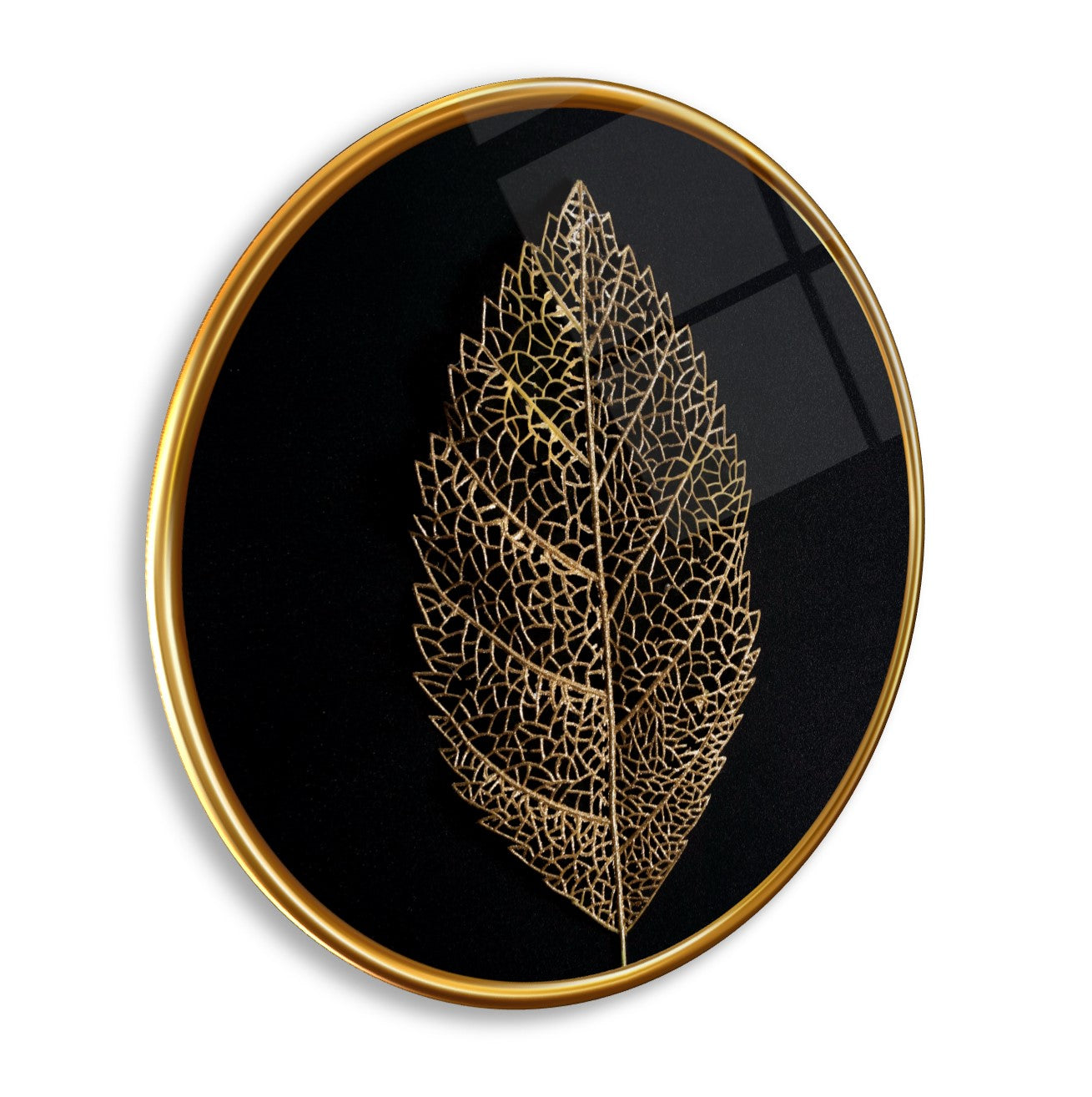 Golden Leaf Glass Wall Art