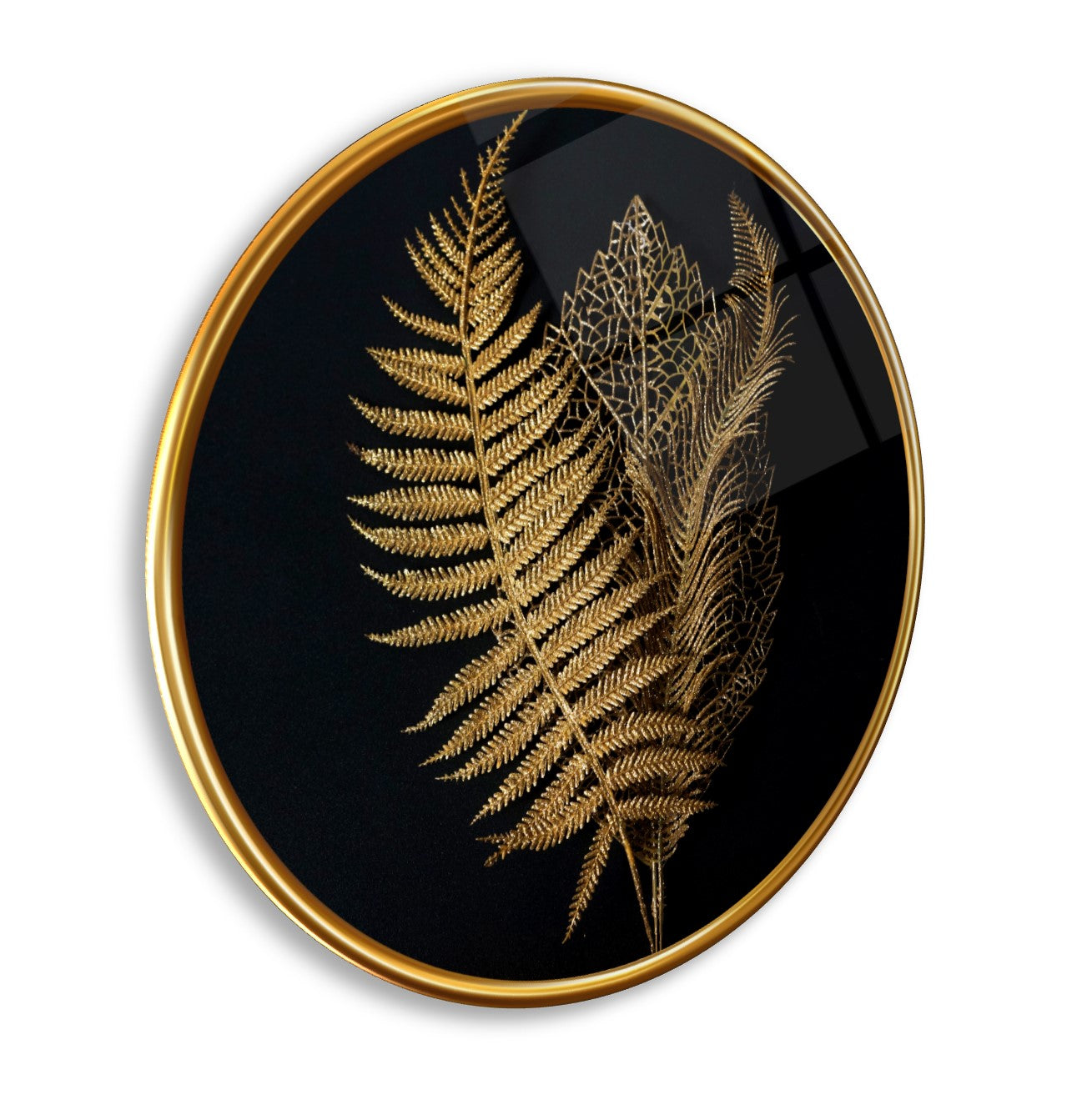 Golden Leaves Glass Wall Art