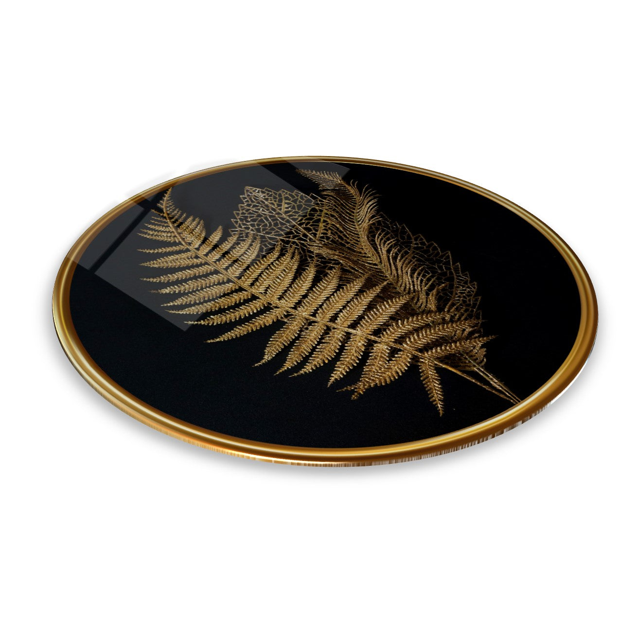 Golden Leaves Glass Wall Art