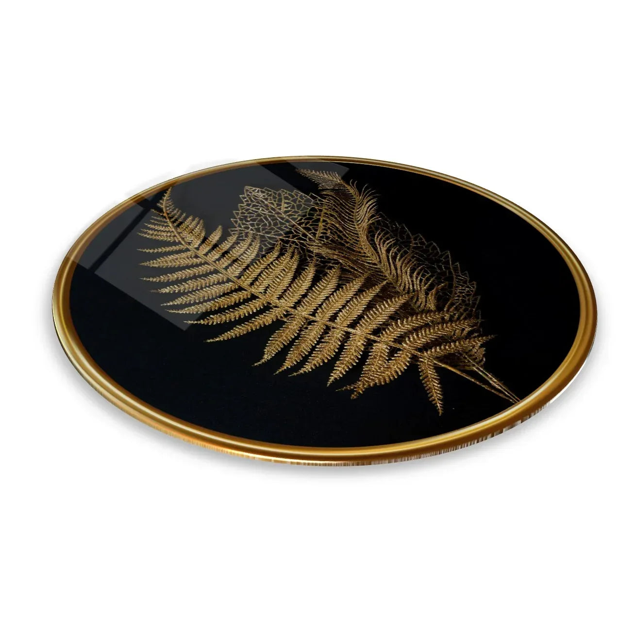 Golden Leaves Glass Wall Art - LUXARTDECO