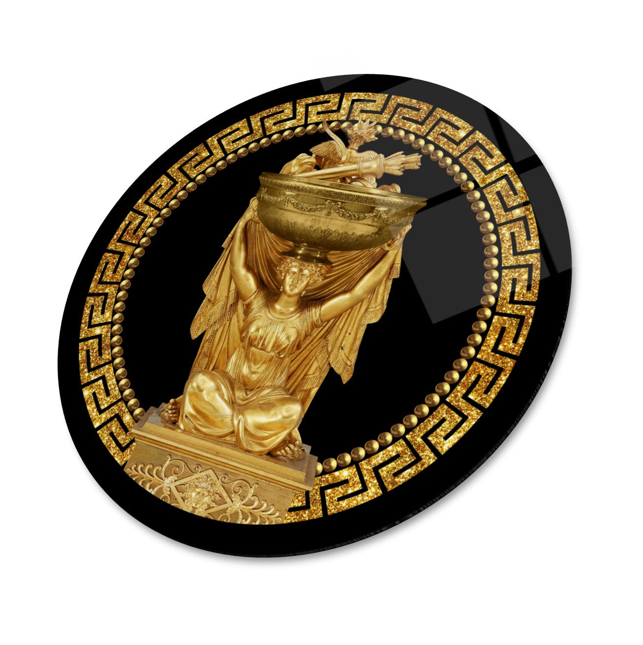 Gold Statue Glass Wall Art
