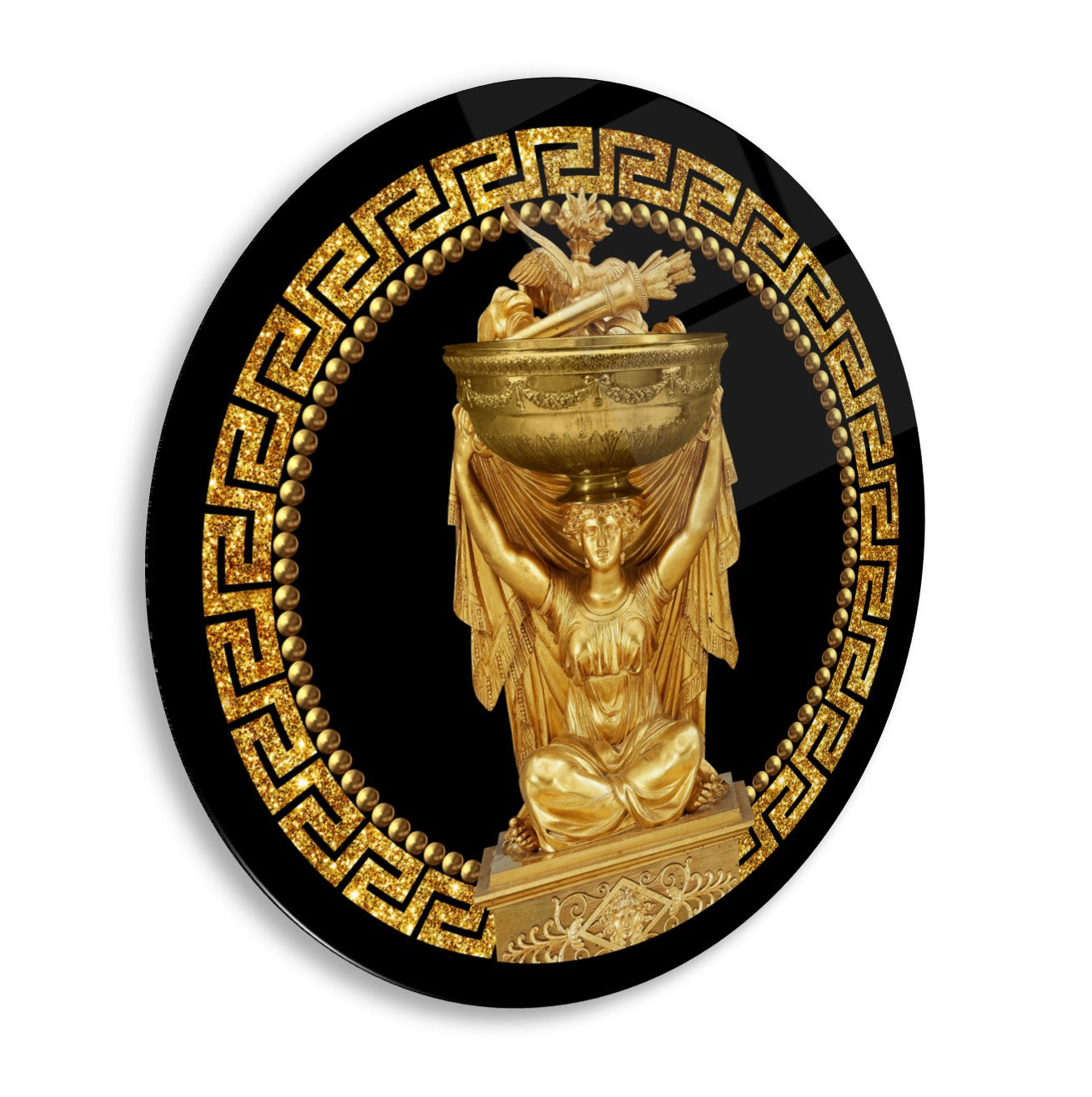 Gold Statue Glass Wall Art