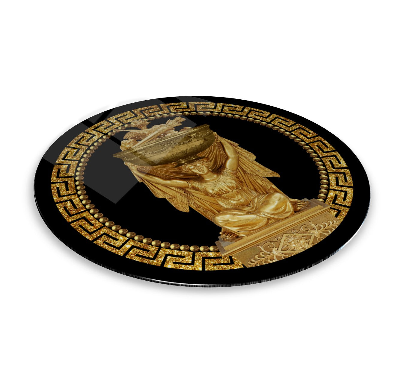 Gold Statue Glass Wall Art