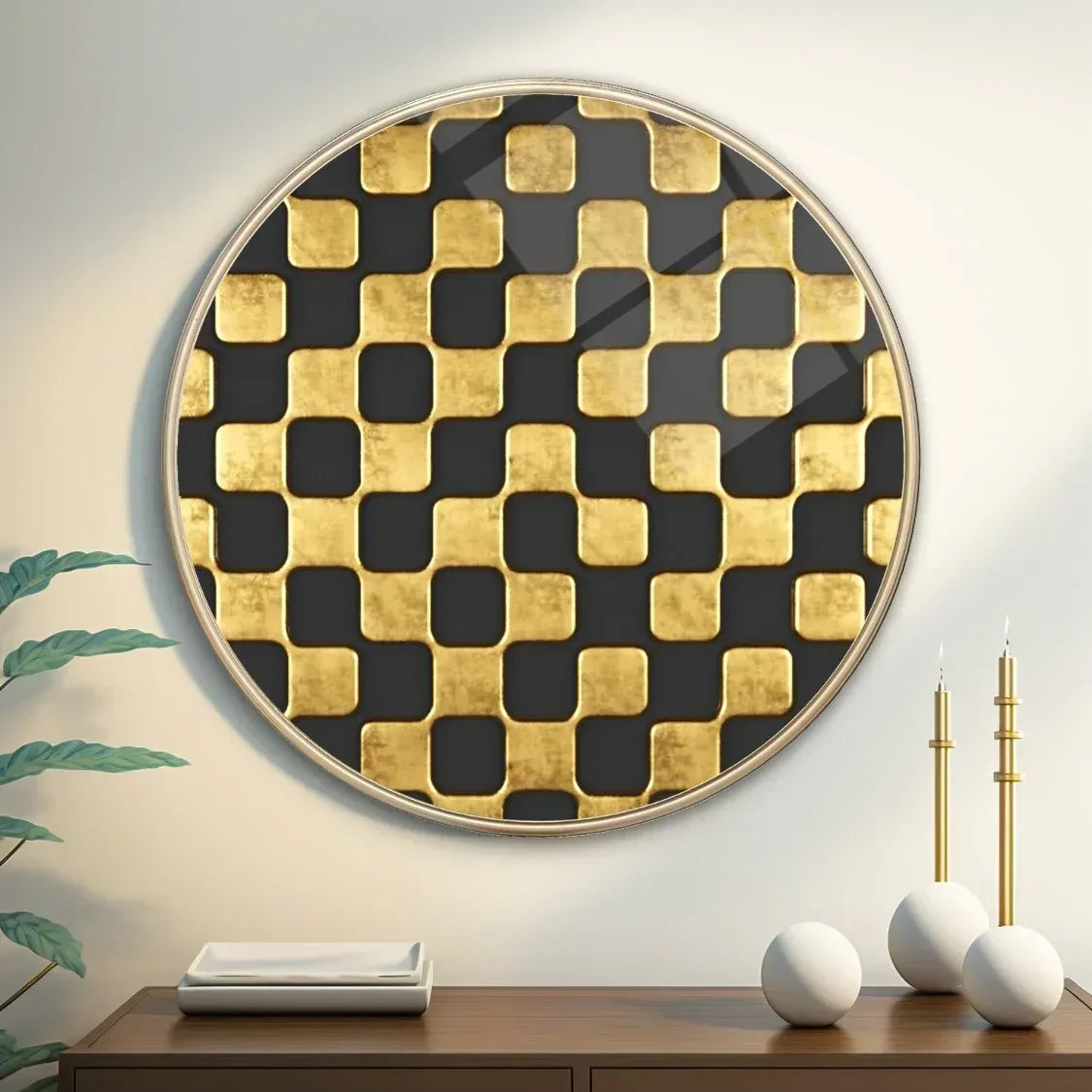 Abstract Gold Glass Wall Art - LUXARTDECO