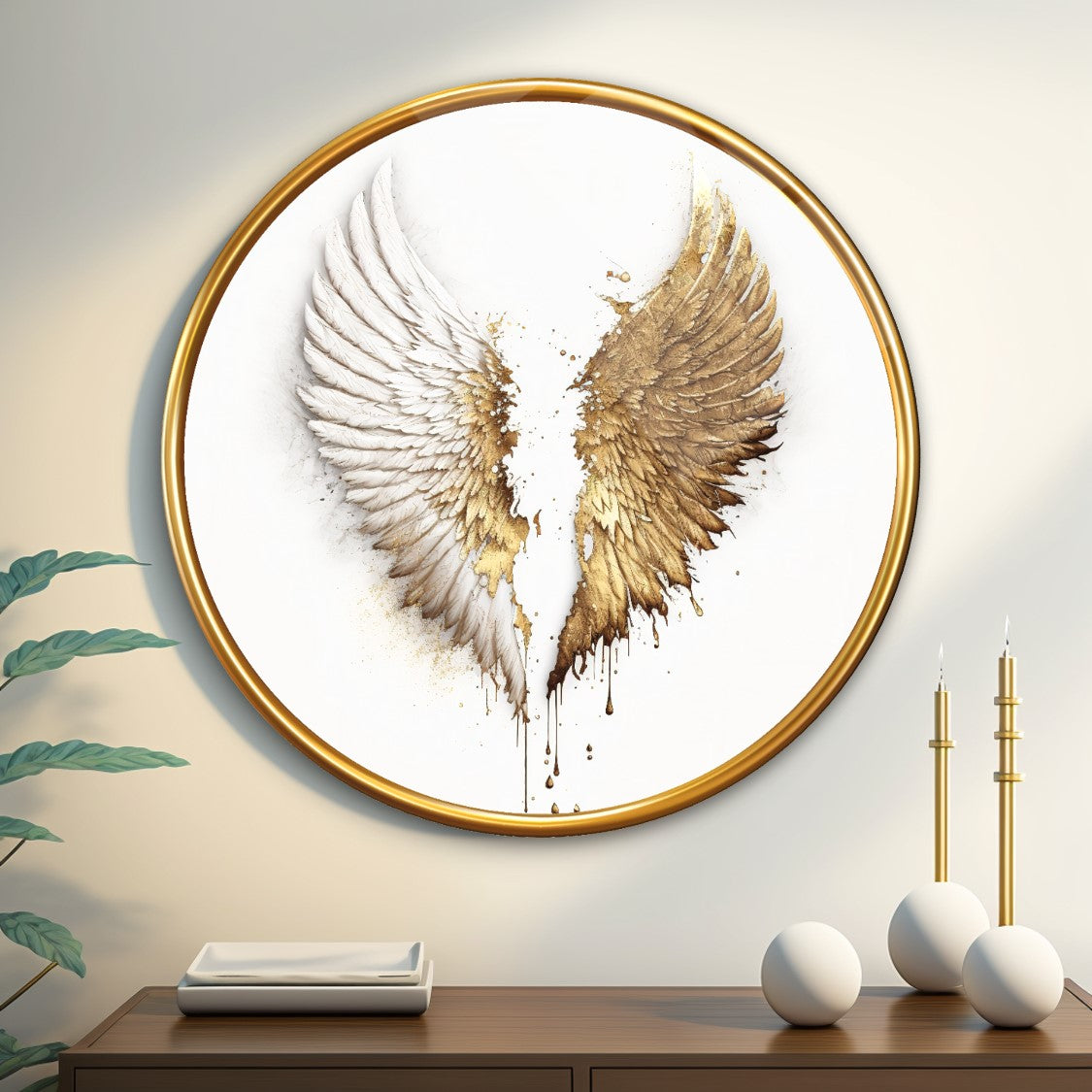 Gold Wings Glass Wall Art