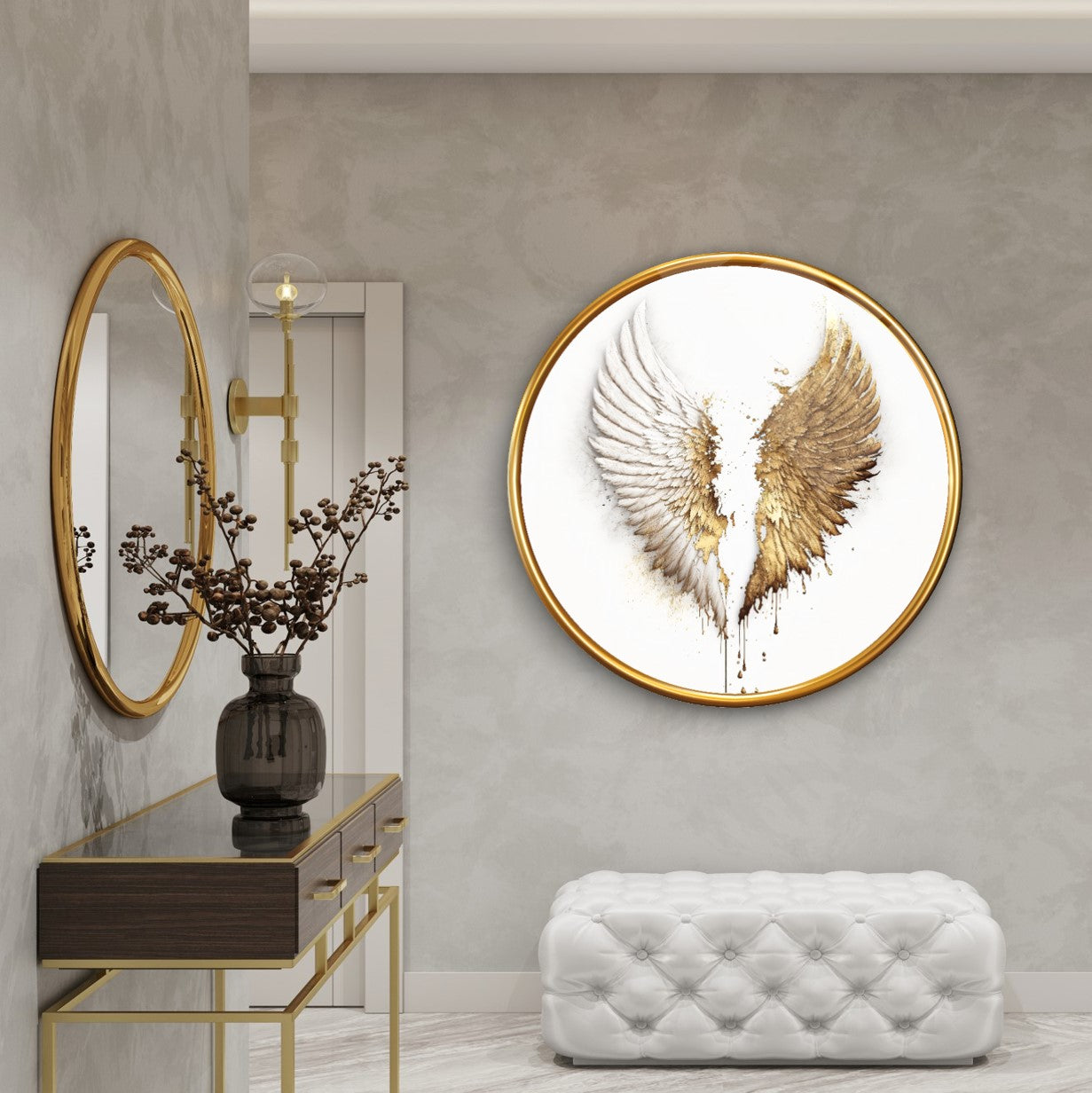 Gold Wings Glass Wall Art