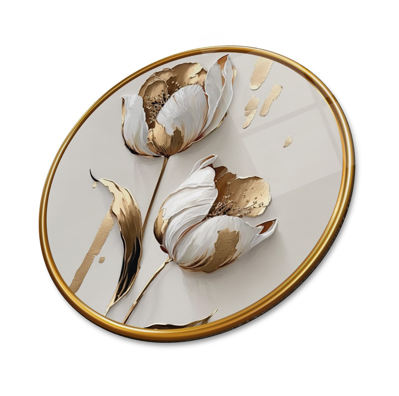 Gold Flower Glass Wall Art
