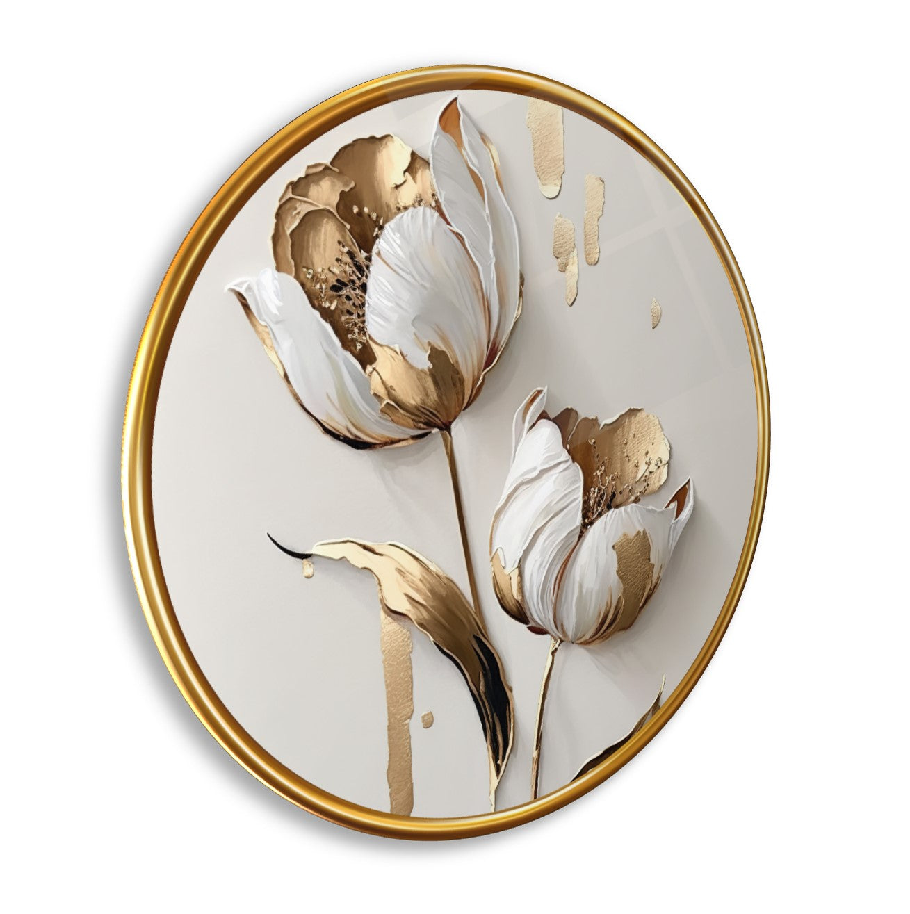 Gold Flower Glass Wall Art