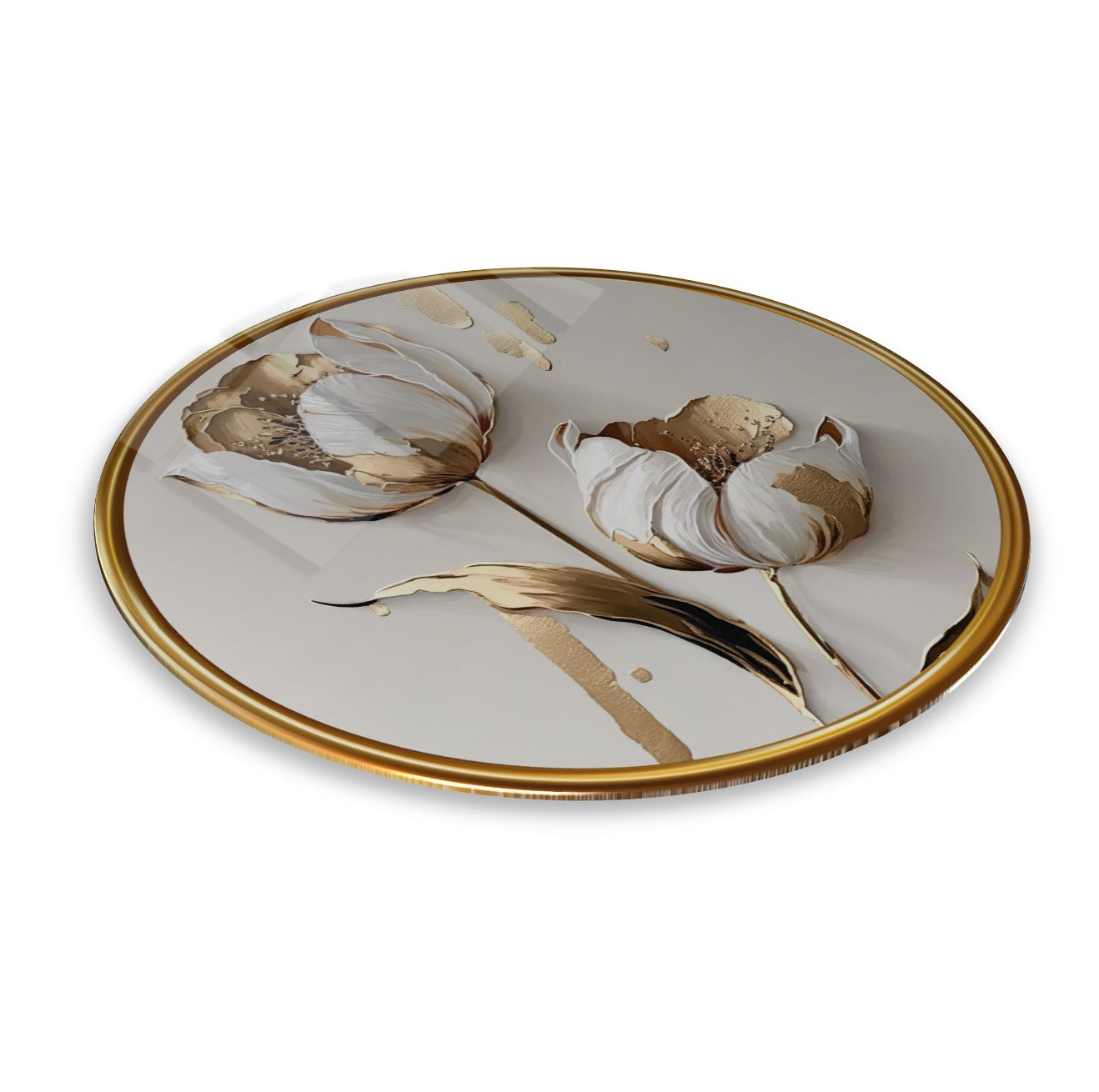 Gold Flower Glass Wall Art