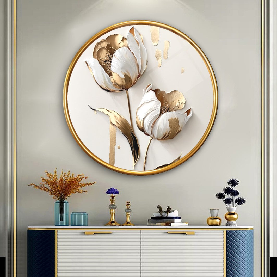 Gold Flower Glass Wall Art