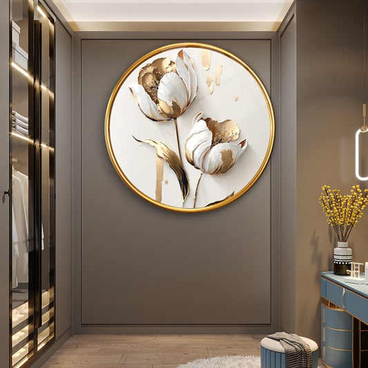 Gold Flower Glass Wall Art