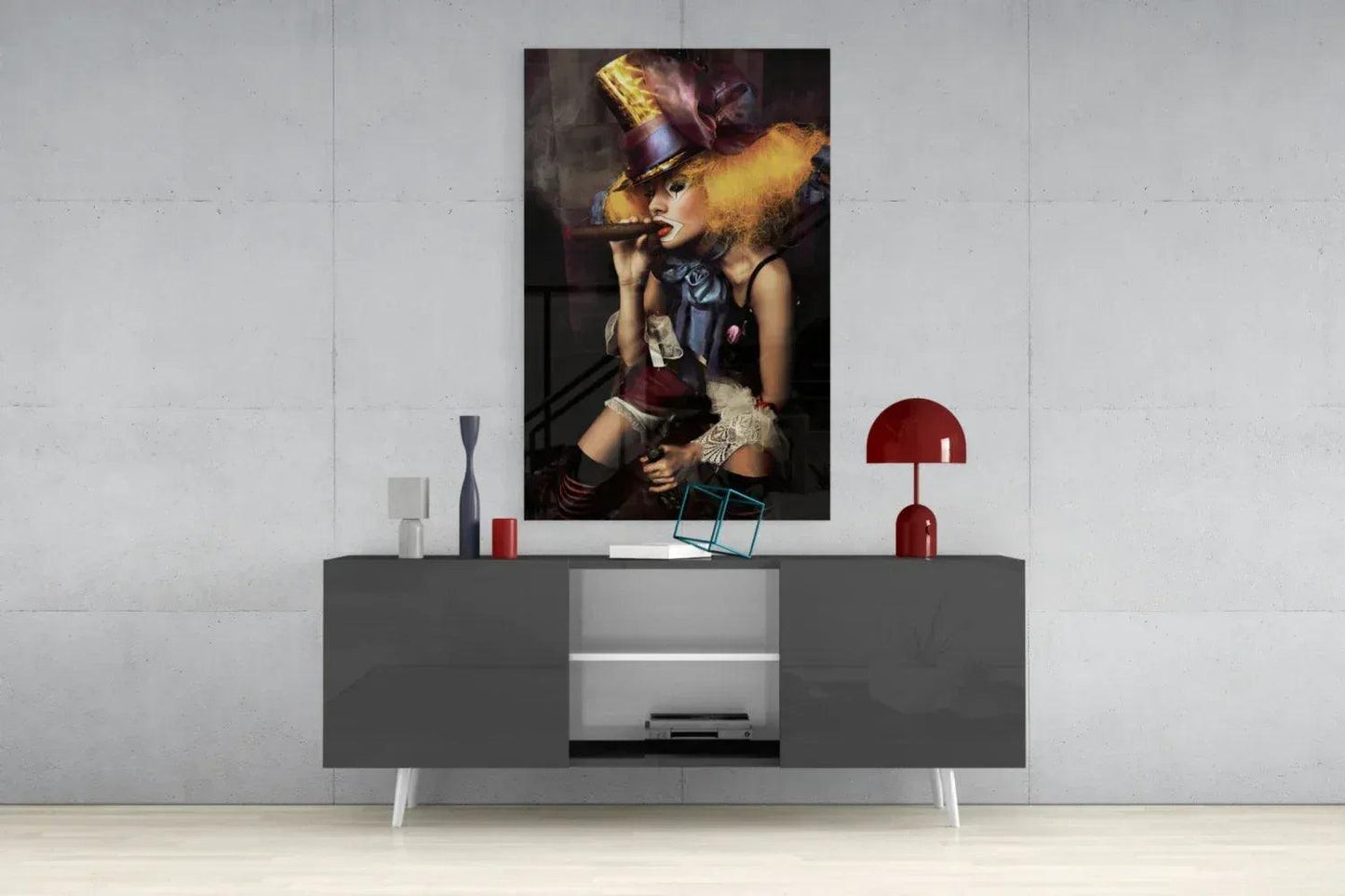 Female Clown Glass Wall Art - LUXARTDECO
