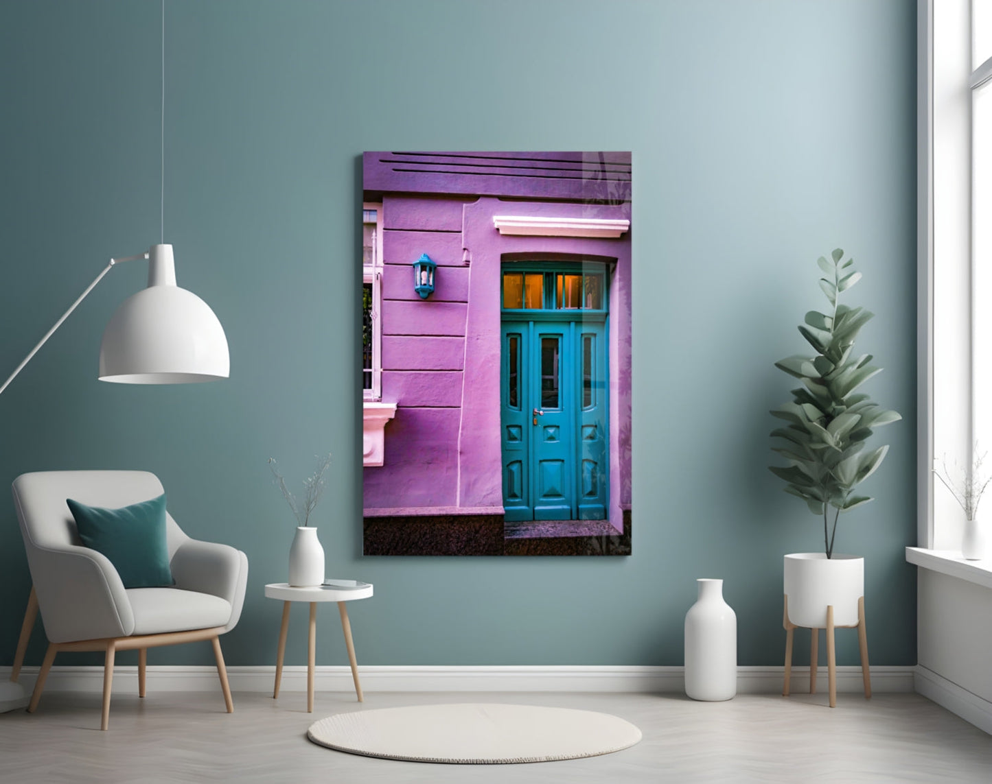Purple House Glass Wall Art