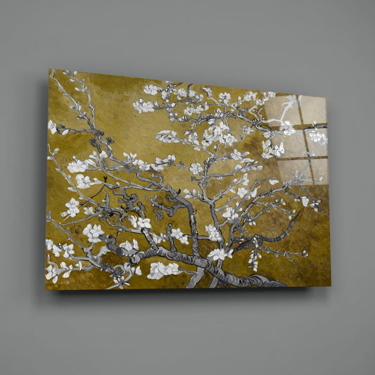 White Flowers Glass Wall Art