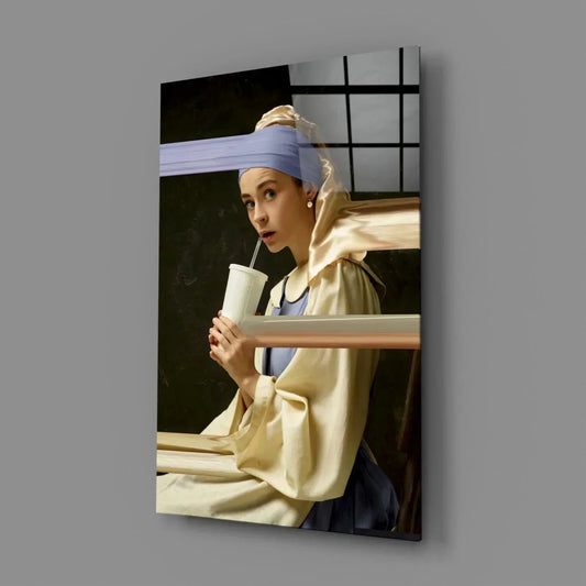 Girl with a Pearl Earring Glass Wall Art - LUXARTDECO