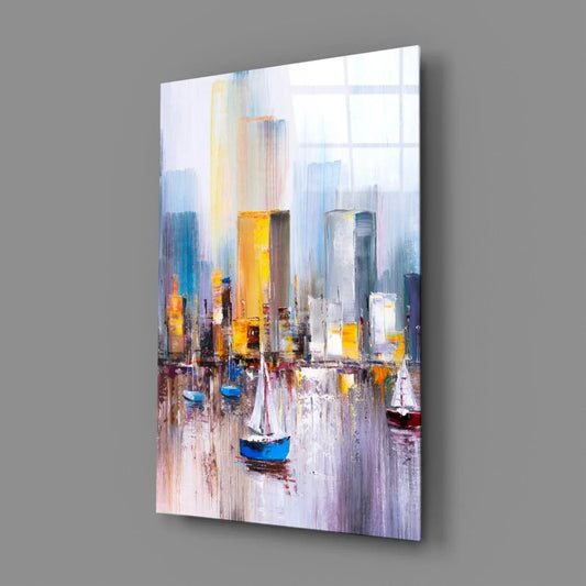Manhattan Bay Glass Wall Art - LUXARTDECO