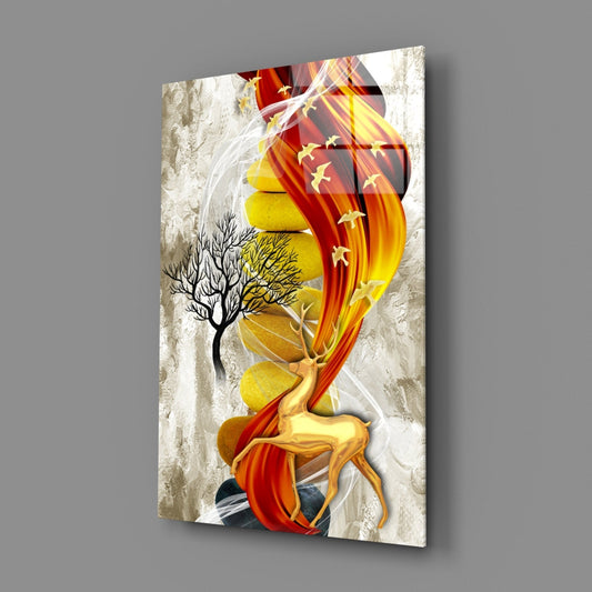 Abstract Deer Glass Wall Art