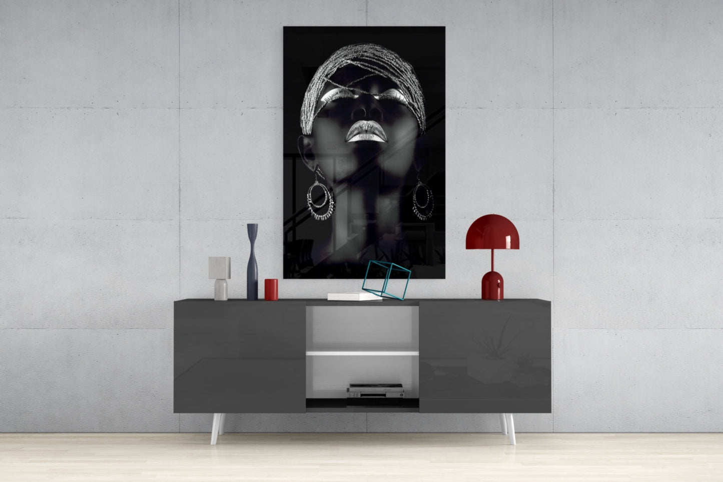 Silver Woman Glass Wall Art