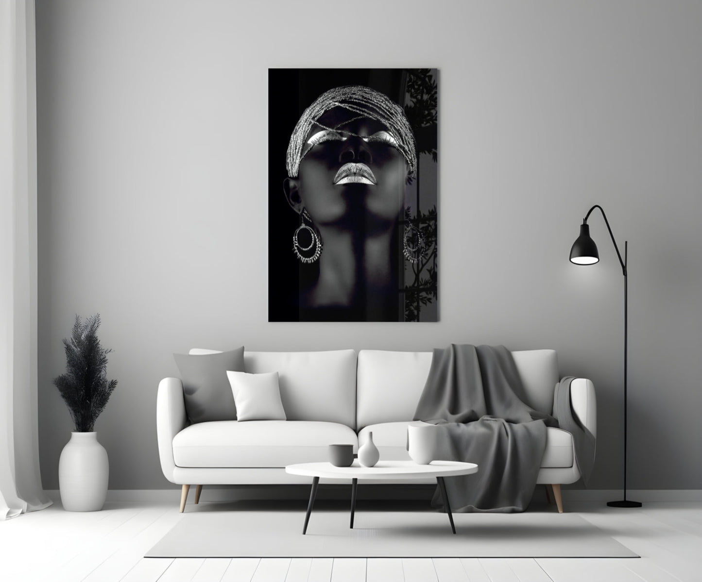 Silver Woman Glass Wall Art