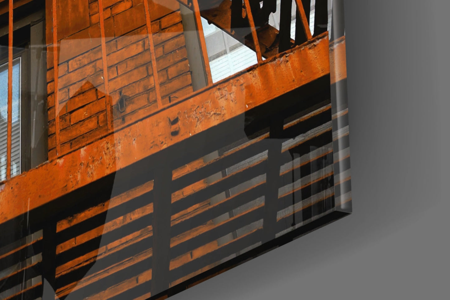 Orange Stairs Glass Wall Art