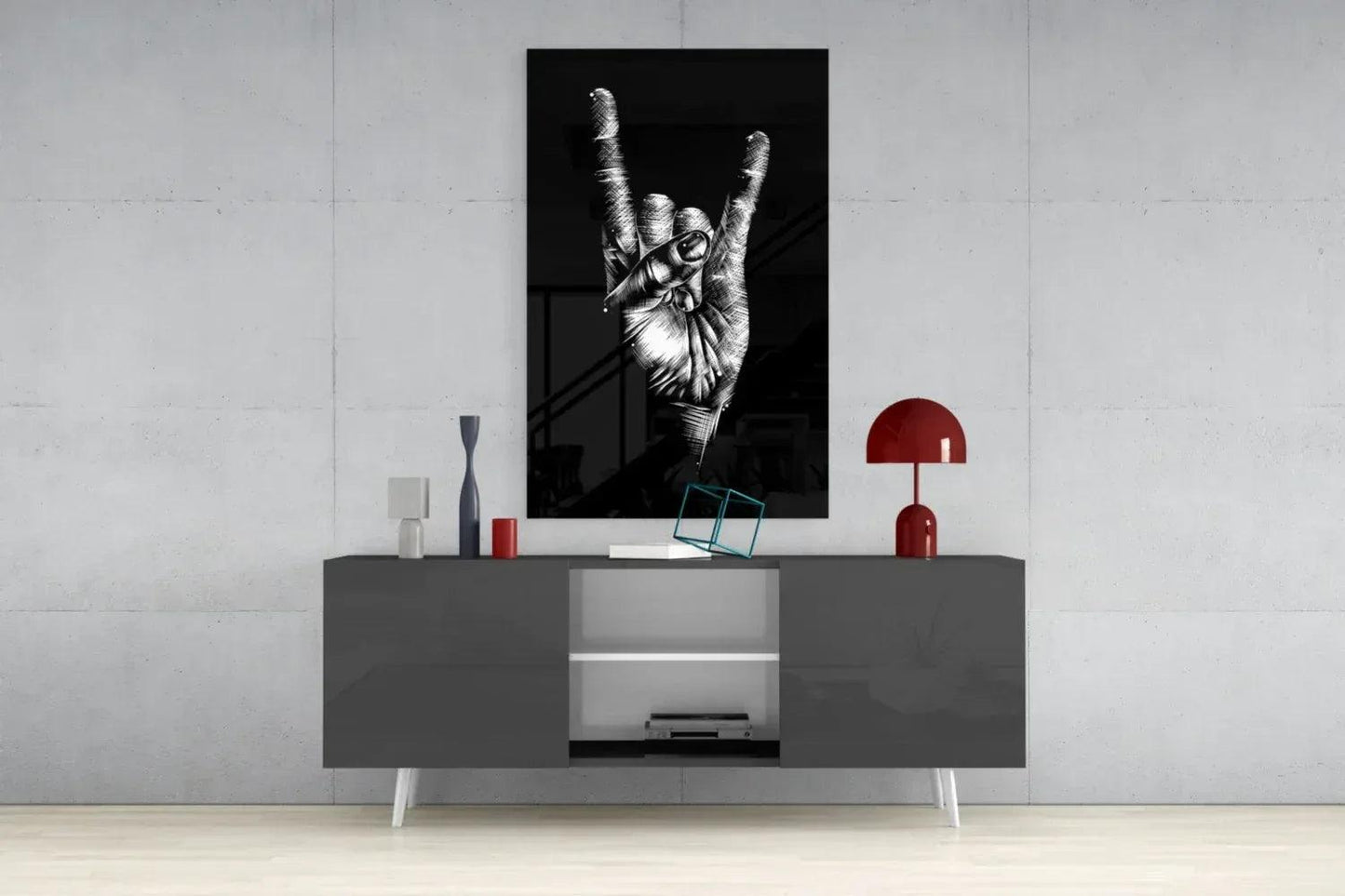 Horns Hands Glass Wall Art - LUXARTDECO