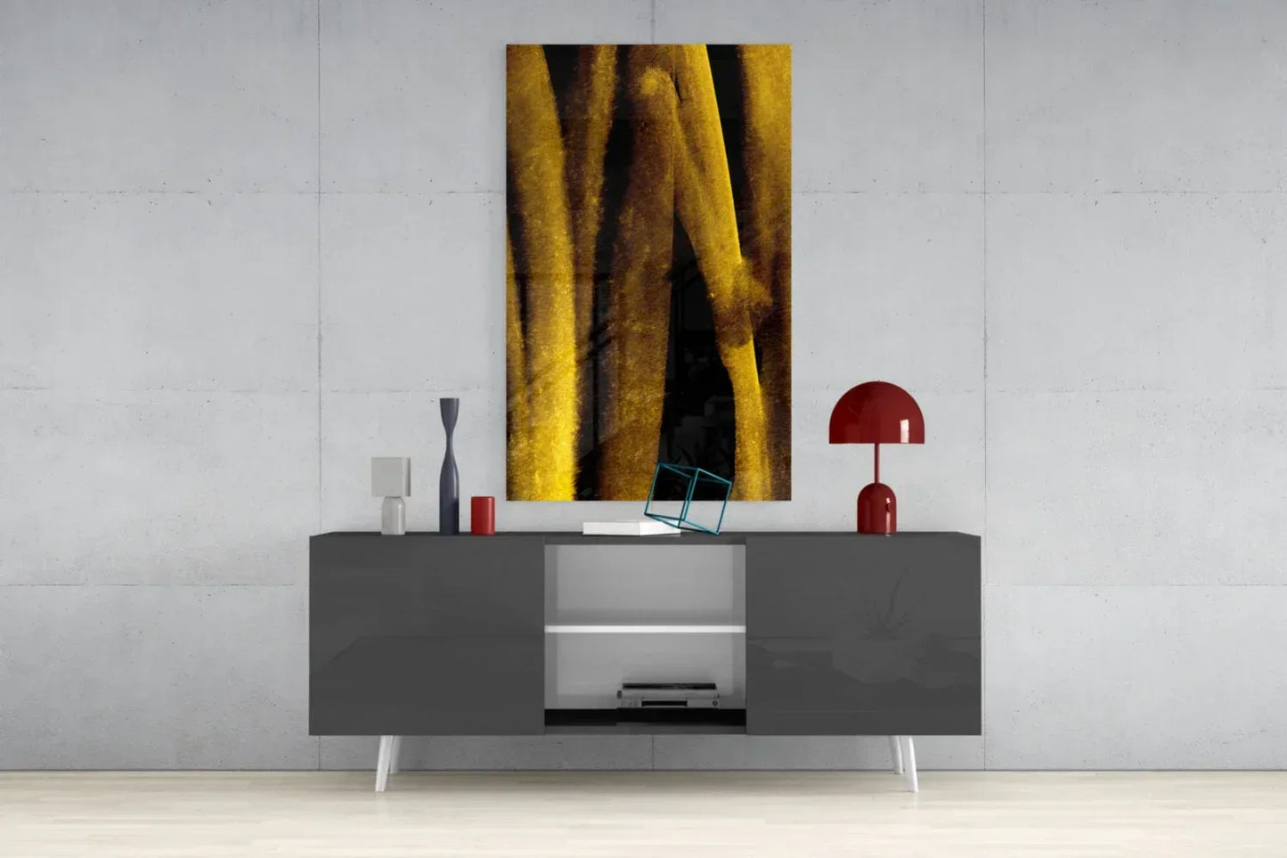 Yellow Story Glass Wall Art - LUXARTDECO