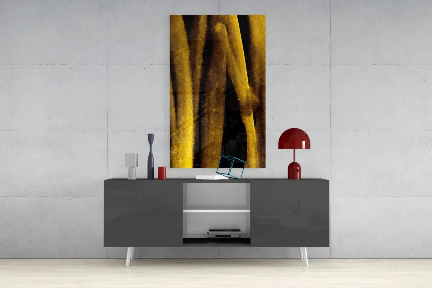 Yellow Story Glass Wall Art - LUXARTDECO