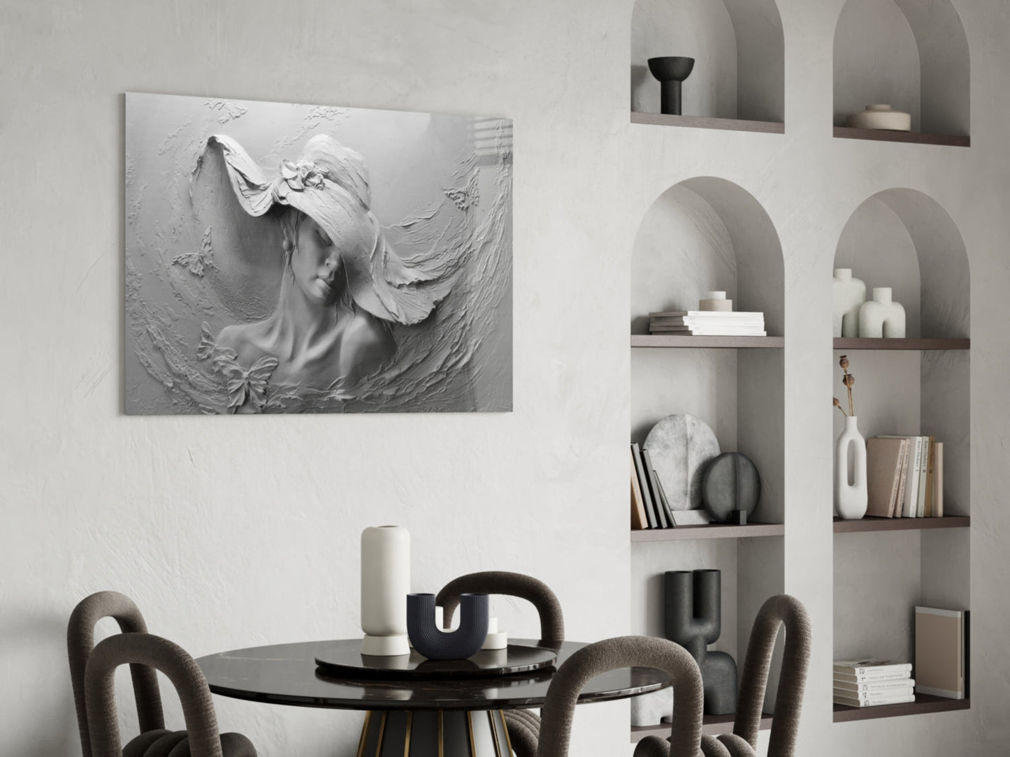 Relief Woman Glass Wall Art