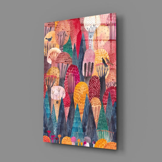 Colorful Trees Glass Wall Art - LUXARTDECO