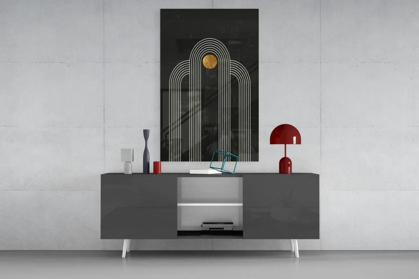 The Dot and Lines Glass Wall Art - LUXARTDECO