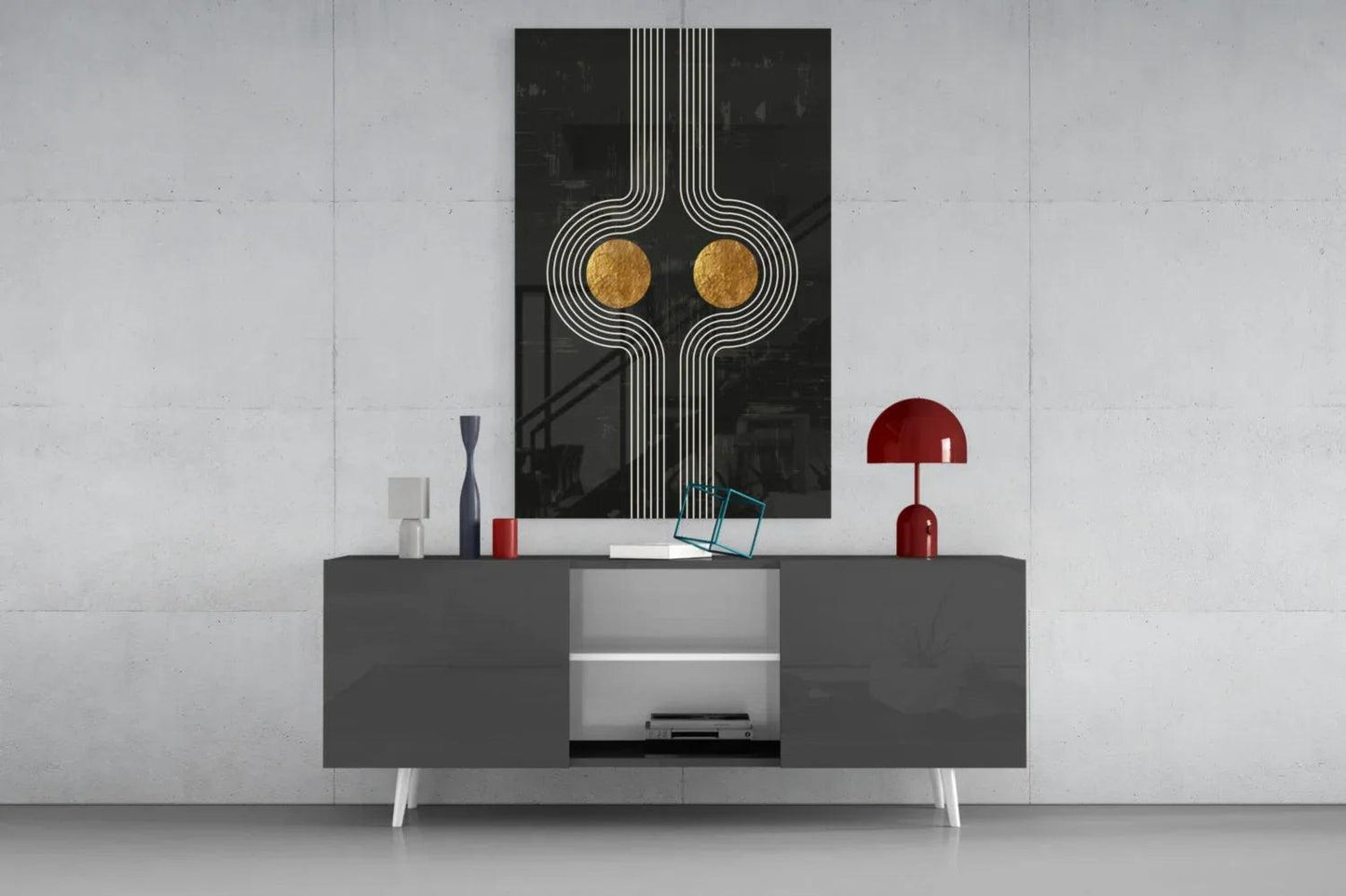 Two Dots Glass Wall Art - LUXARTDECO