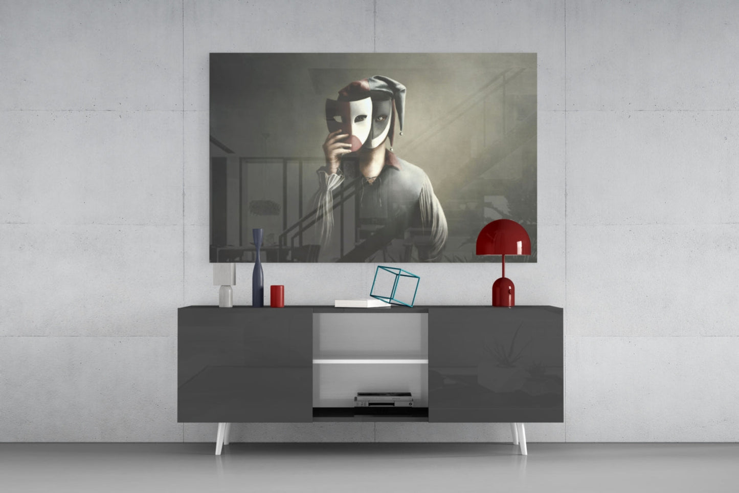 Masks Glass Wall Art