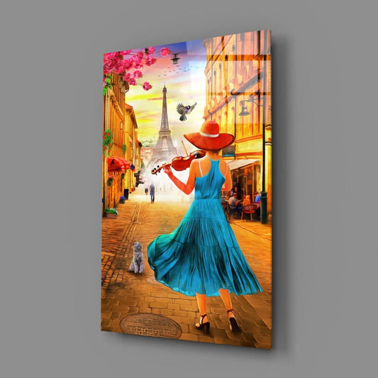 Eiffel and Music Glass Wall Art - LUXARTDECO