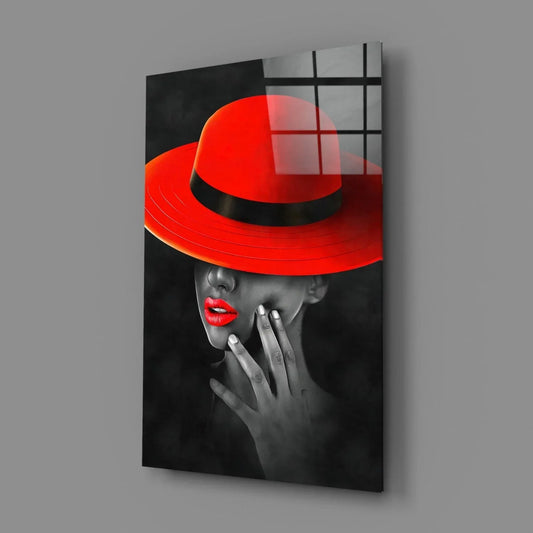 Scarlet Hat Glass Wall Art - LUXARTDECO