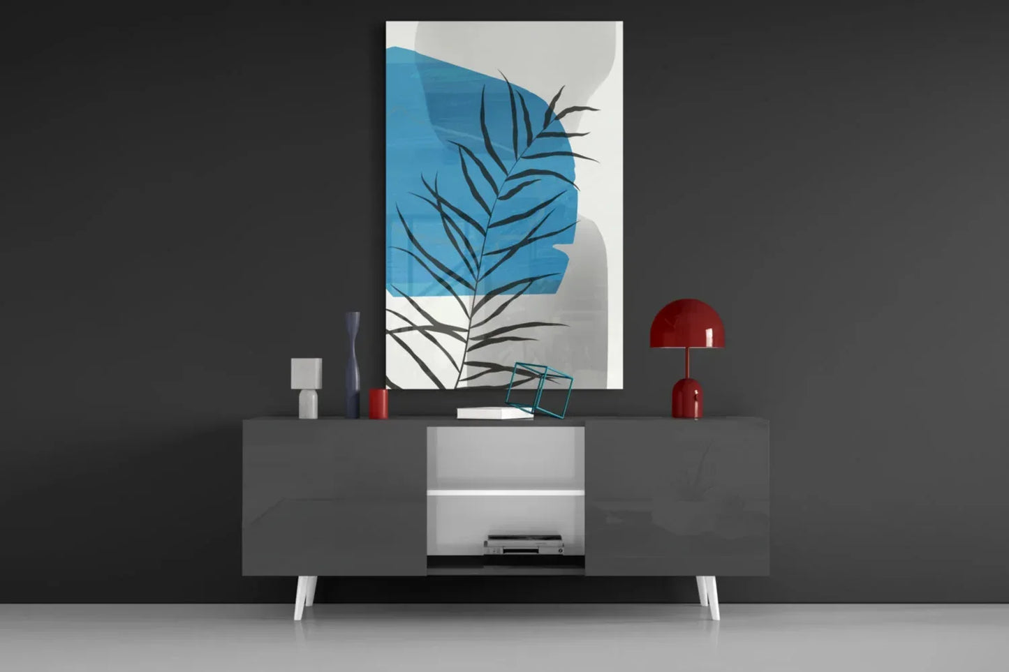 Autumn Blue Glass Wall Art - LUXARTDECO