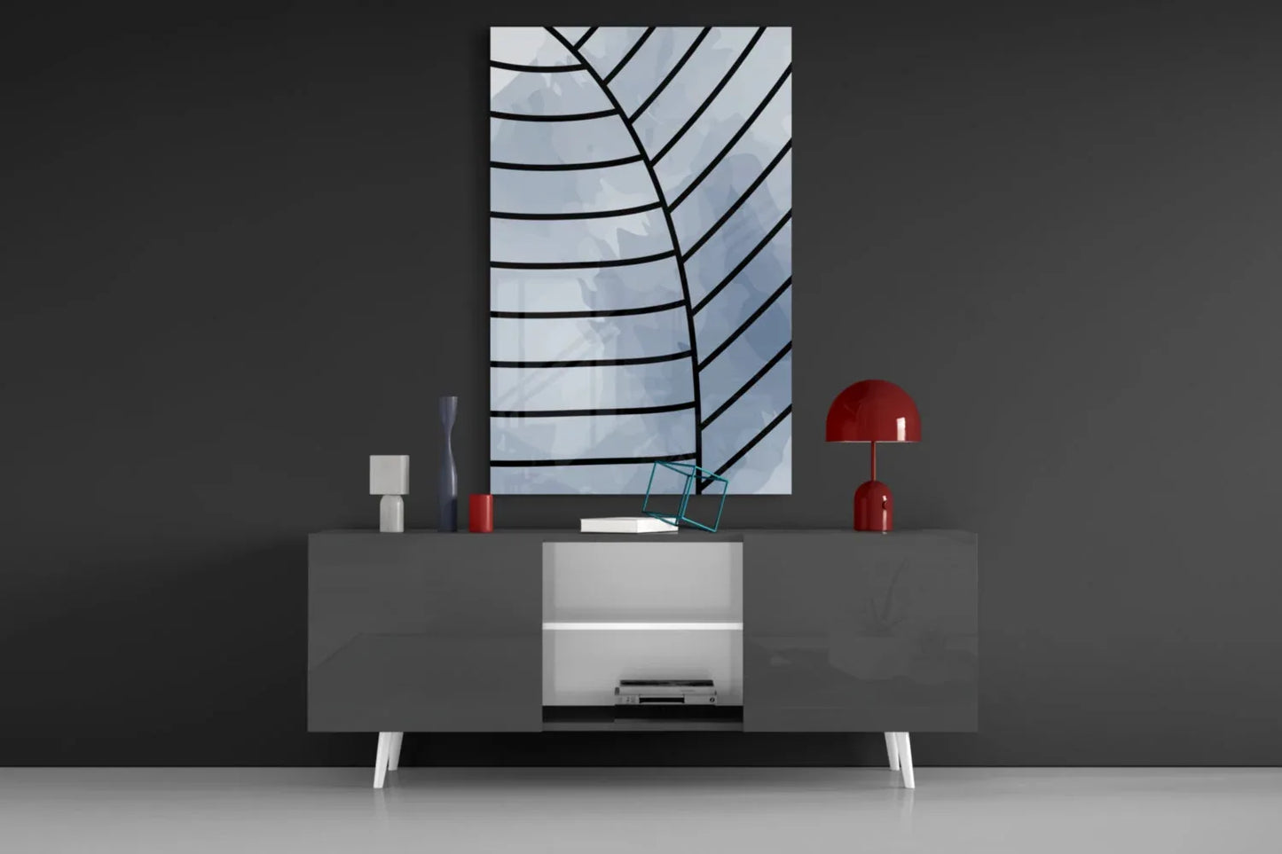 Lines of Leaf Glass Wall Art - LUXARTDECO