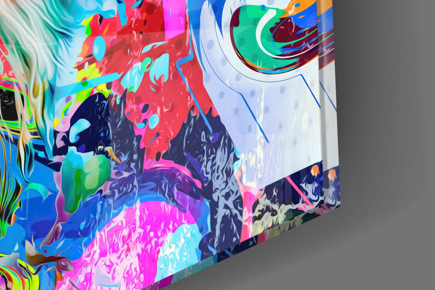 Lion in Colors Glass Wall Art