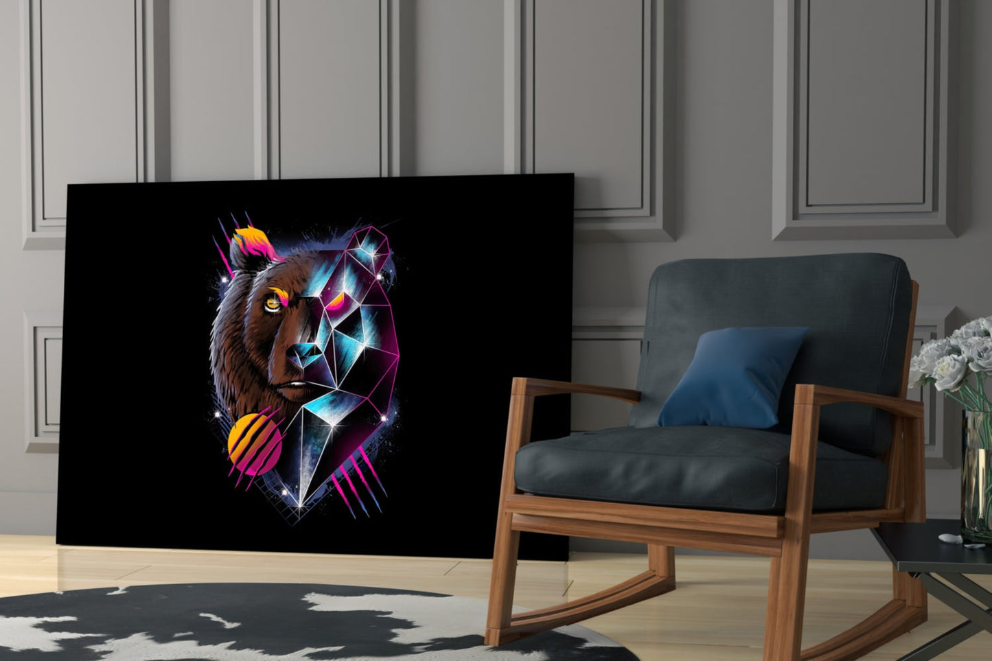 Diamond Bear Glass Wall Art