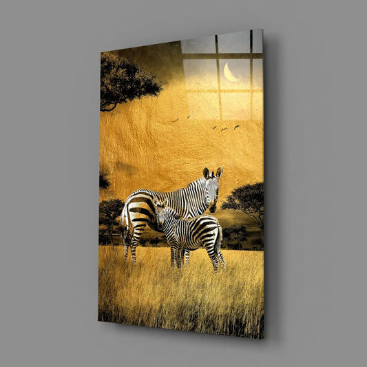 Zebras Glass Wall Art - LUXARTDECO