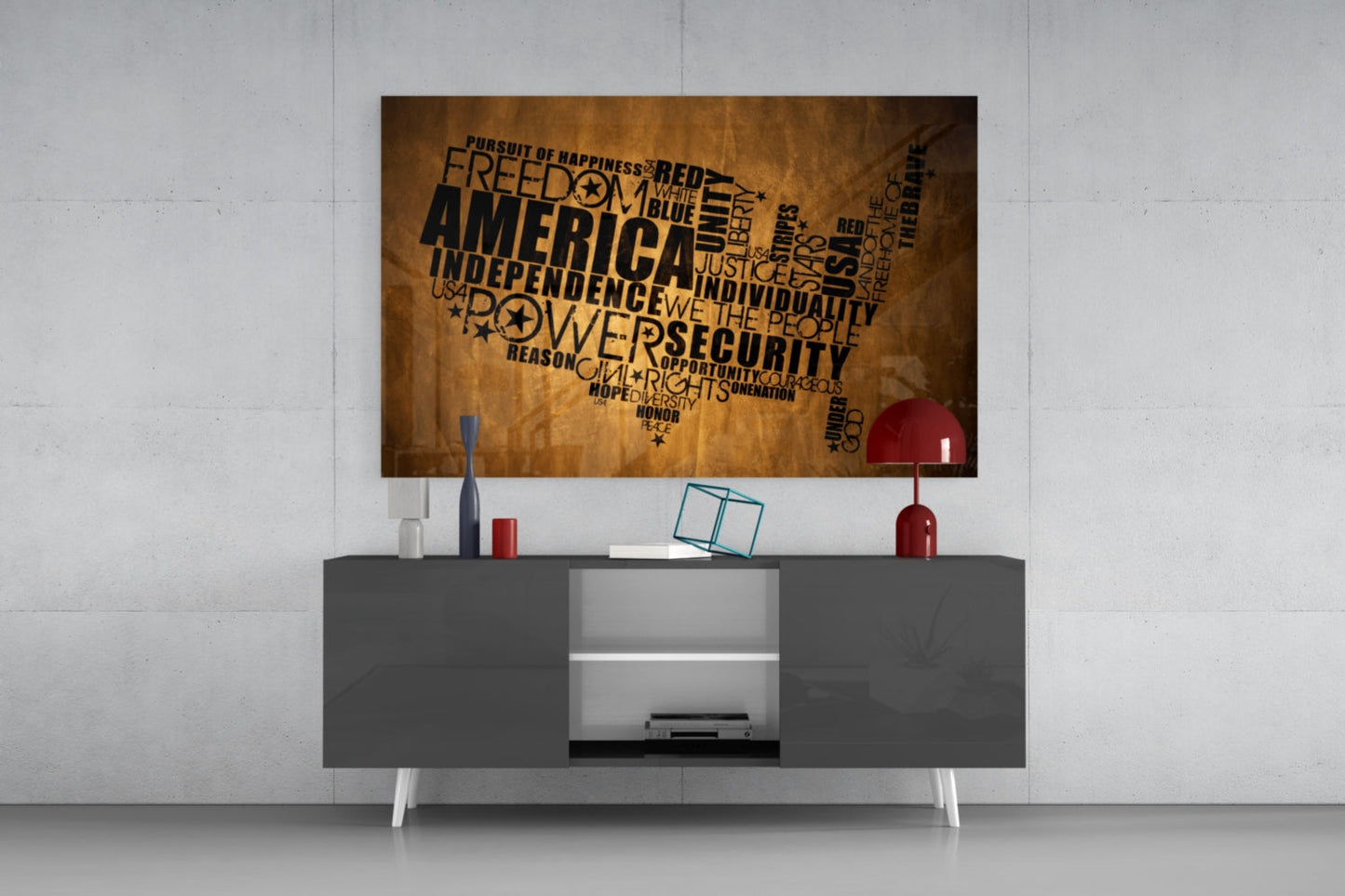 USA Map Glass Wall Art