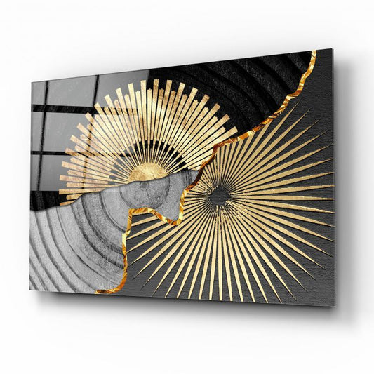 Gold Abstract Glass Wall Art - LUXARTDECO