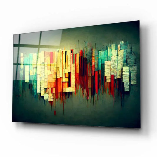 Green & Red Abstract Glass Wall Art - LUXARTDECO