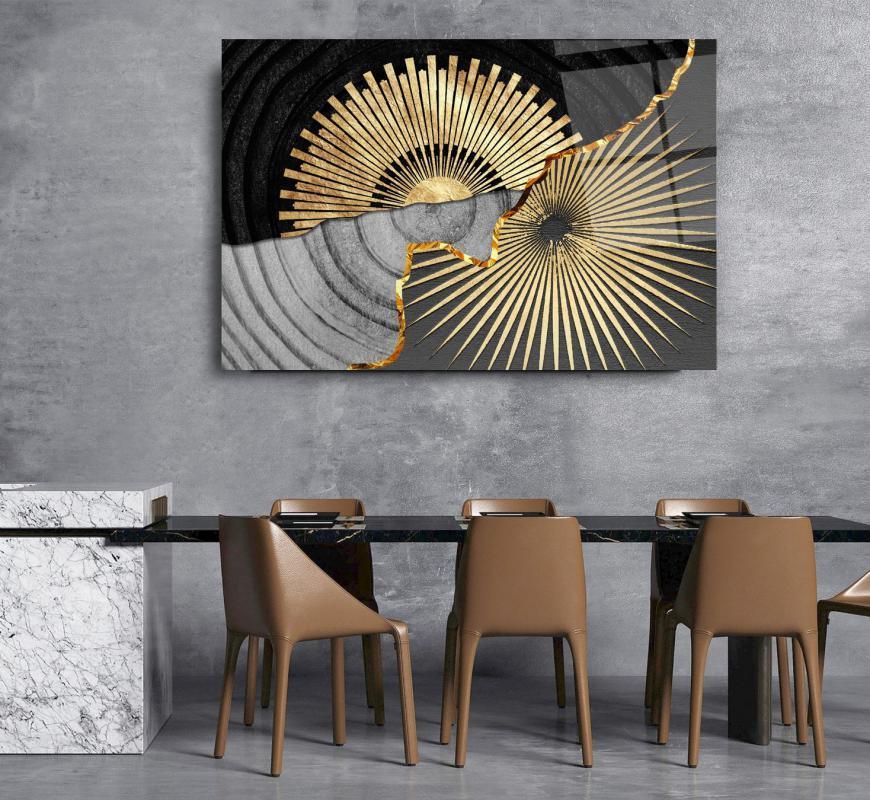 Gold Abstract Glass Wall Art - LUXARTDECO