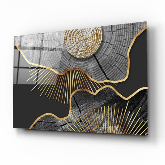 Grey & Gold Abstract Glass Wall Art - LUXARTDECO