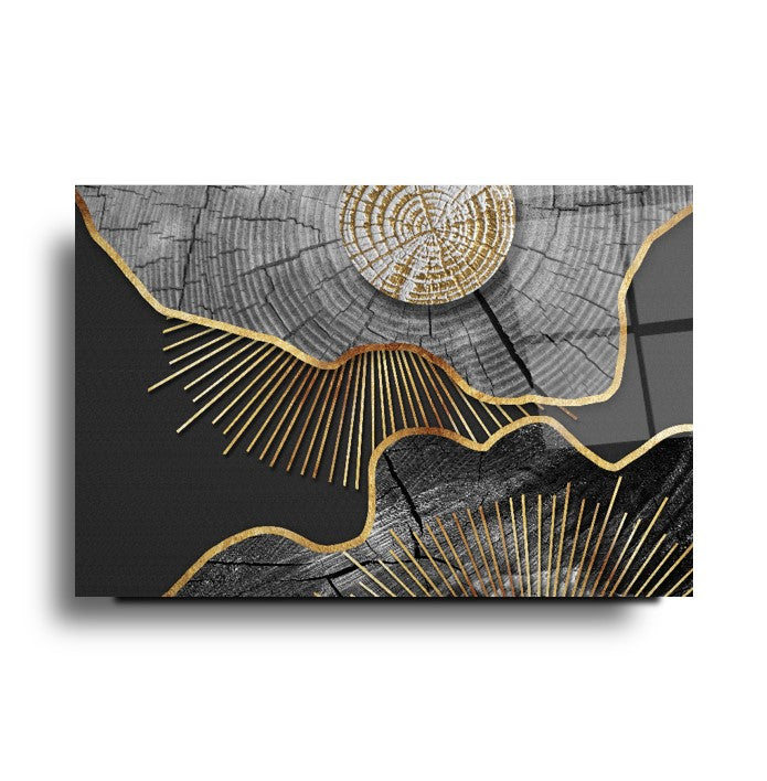 Abstrtact Gold Glass Wall Art