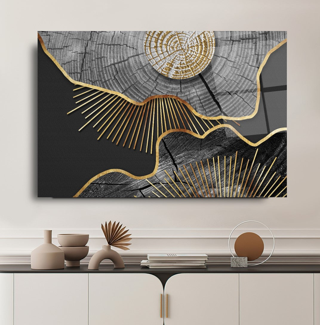 Abstrtact Gold Glass Wall Art
