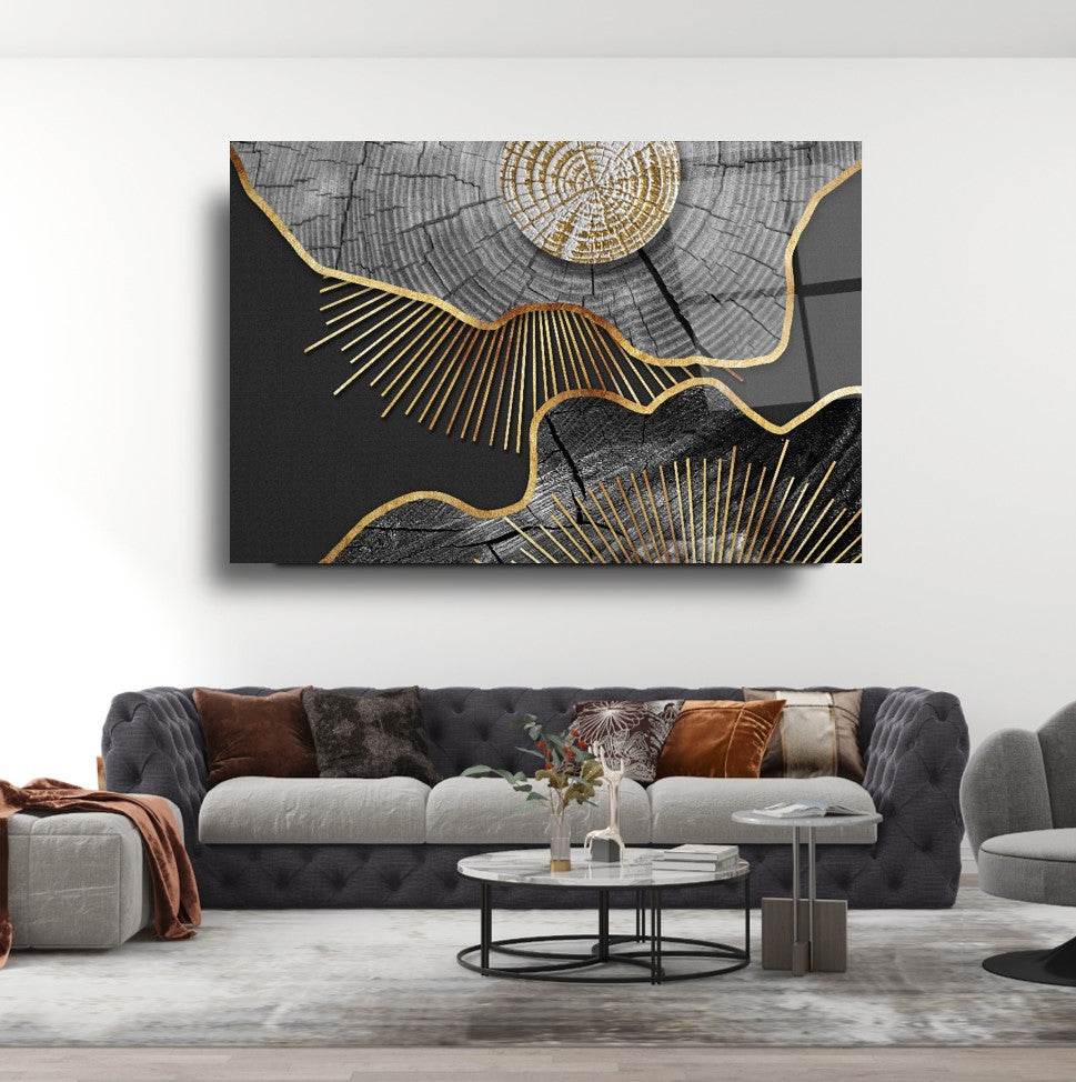 Abstrtact Gold Glass Wall Art