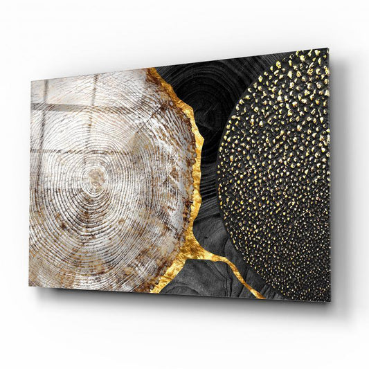Abstract Gold & Black Glass Wall Art - LUXARTDECO