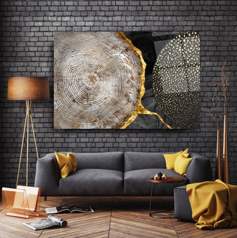 Abstrtact Gold Glass Wall Art